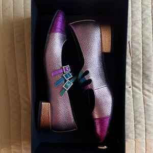 Kurt Geiger Purple and Gold Flats: OBO